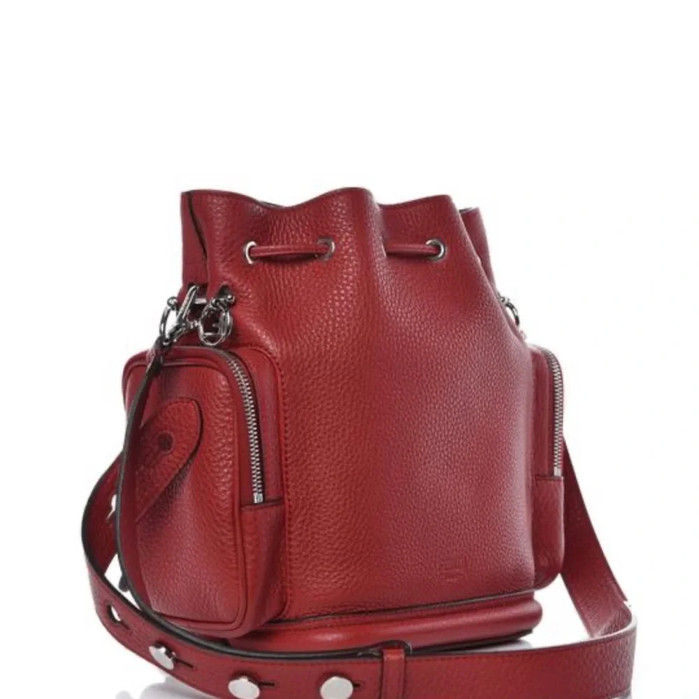 Fendi Bucket Mon Tresor Selleria Red Leather Bag